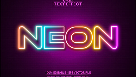 Neon text effect, editable neon light text style