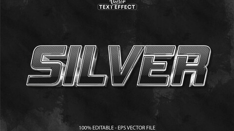 Silver editable text effect, shiny luxury metal text style