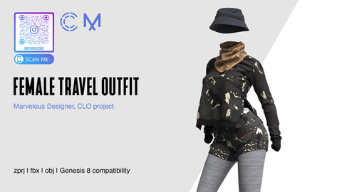 Female Travel Outfit | Marvelous Designer | CLO3D project