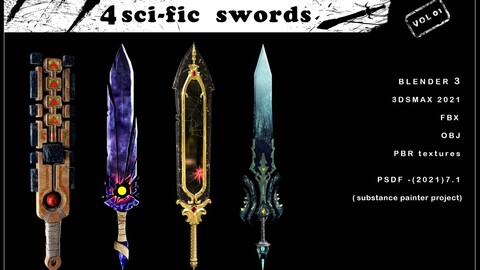 4 sci-fic swords ( fantasy swords)