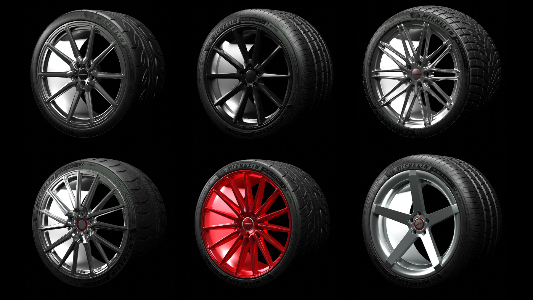 ArtStation - 6 Car tires and rims | Resources