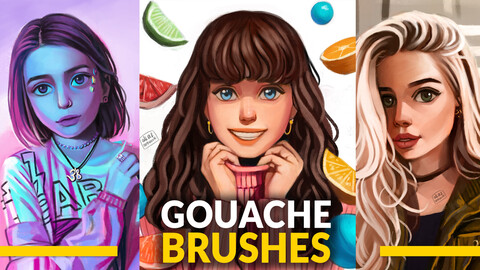 Gouache brush set for Photoshop