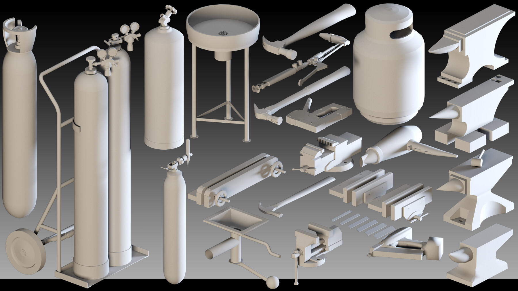 ArtStation - +106 Blacksmithing Tools- Kitbash- High detail 3d models ...