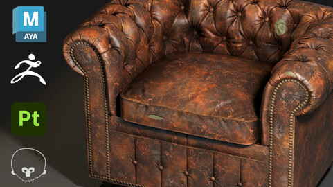 Chesterfield Sofa Video Game asset Prop Modeling and Texturing