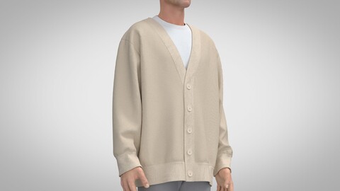 Men Cardigan, Marvelous Designer, Clo +obj, fbx