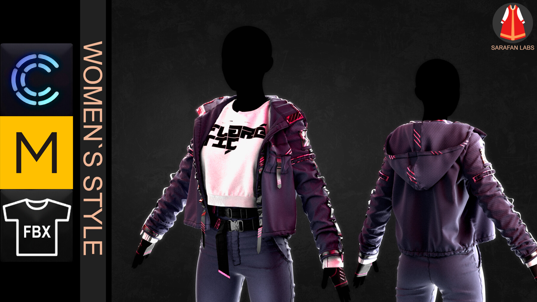 ArtStation - Women's Tracksuit with Bright Inserts | Game Assets