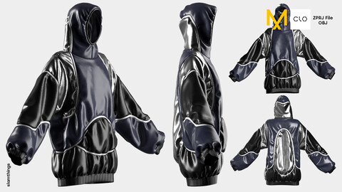 Streetwear Oversize Hoodie #001 - Clo 3D / Marvelous Designer + OBJ / DIGITAL FASHION / HYPEBEAST / FUTURE FASHION