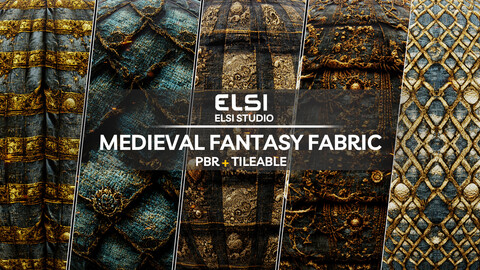 50 Medieval Fantasy Fabric Textures + PBR + Tileable