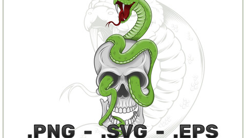 Skull With Snake Vector Design