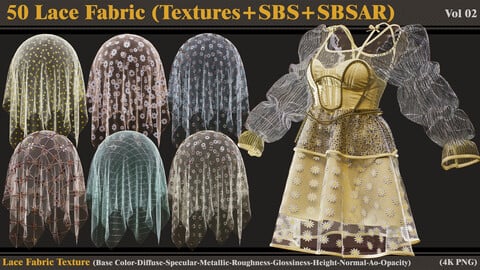 50 Lace Fabric Materials (Textures+SBSAR+SBS)