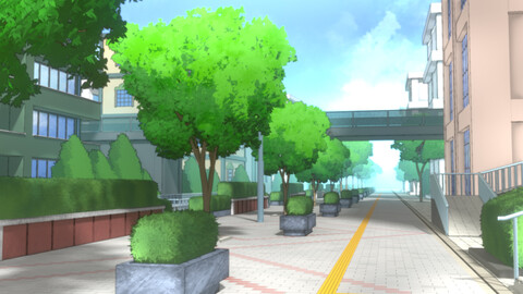 Blender Anime street background environment