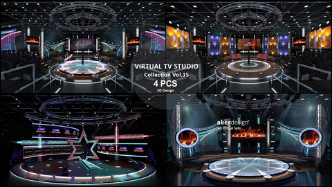 Virtual TV Studio Sets - Collection Vol 15 - 4 PCS DESIGN