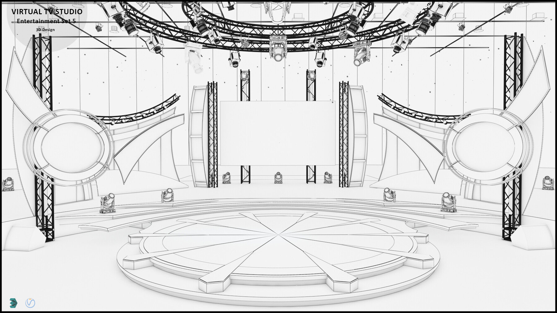 Model studio set. ТВ студия развлекательная макет