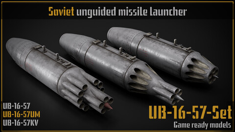 Game ready models of soviet UB-16-57-series unguided missile rockets launchers