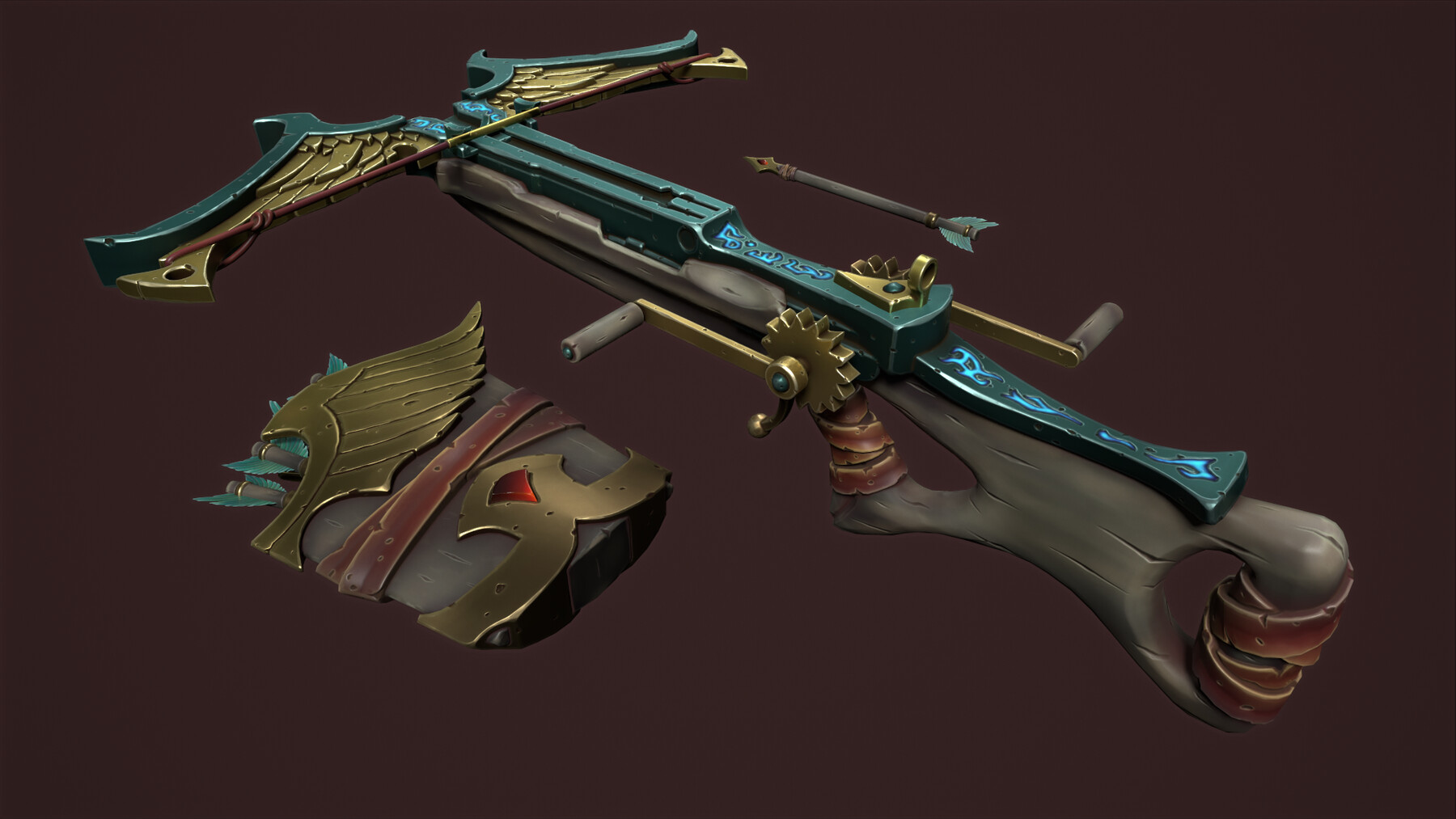 ArtStation Rune crossbow and quiver Game Assets