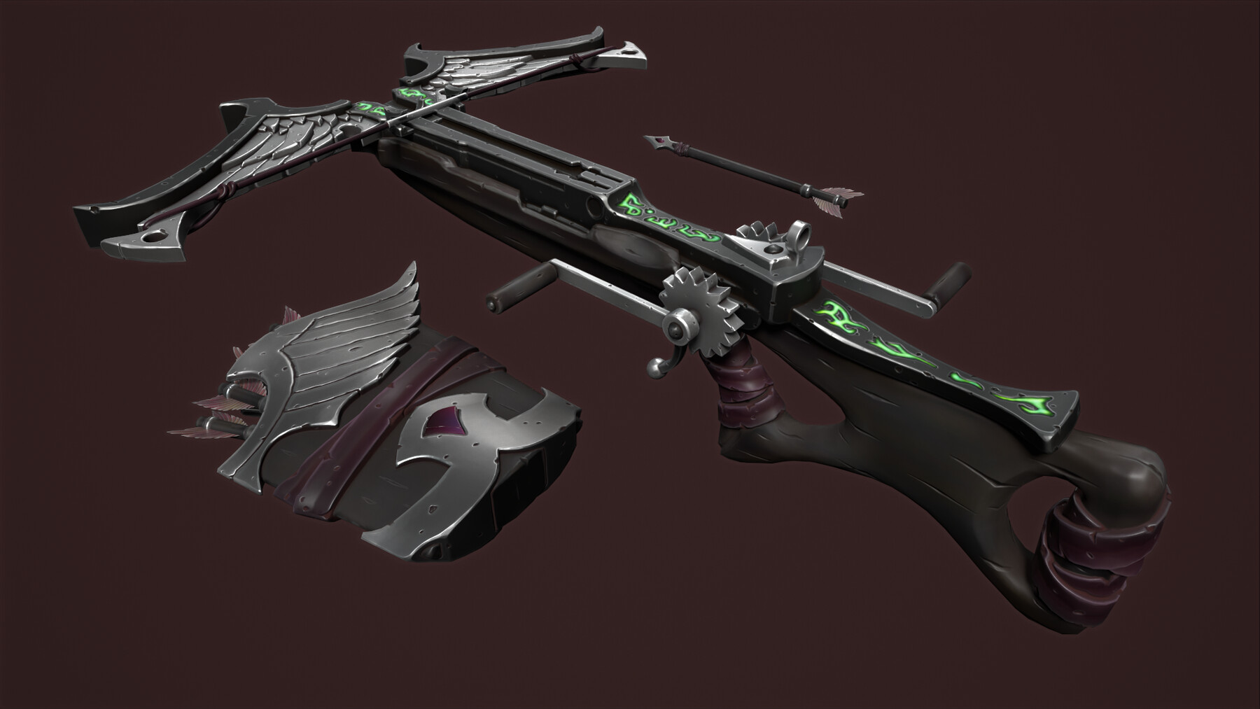 ArtStation Rune crossbow and quiver Game Assets