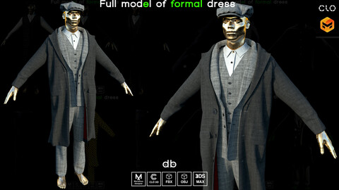 Full model of formal dress.MD, CLO3D, PROJECTS+OBJ+FBX+3DS MAX
