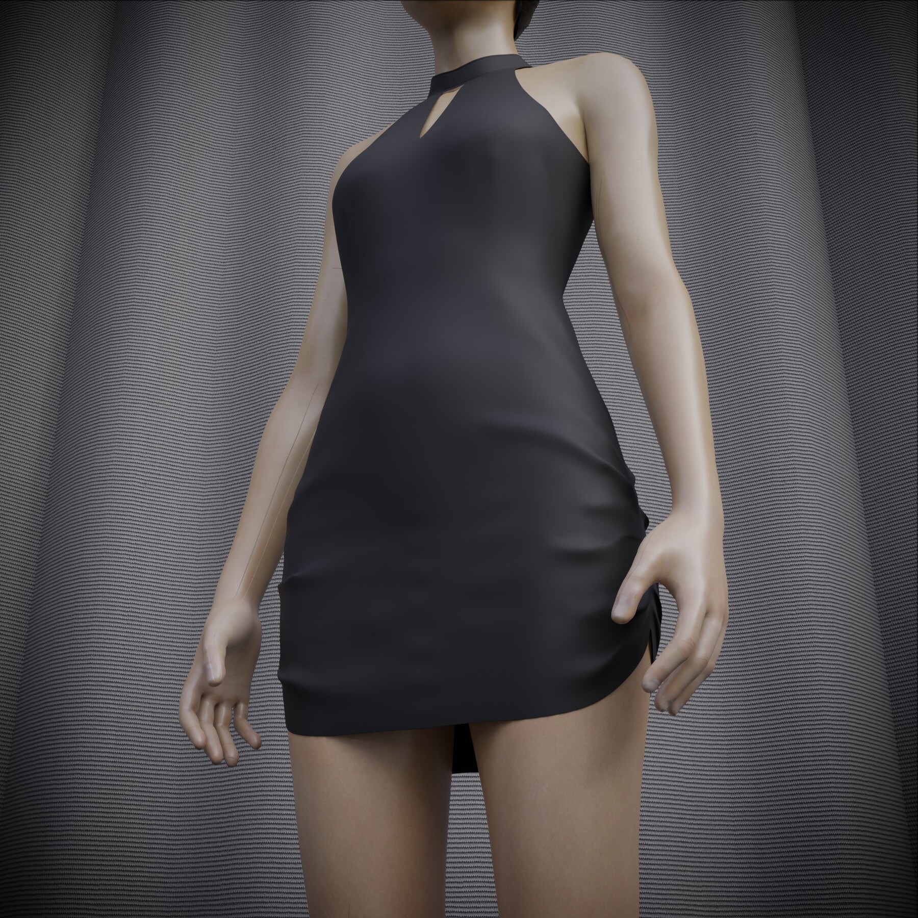 ArtStation - Drawstring Little Black Dress 3D Model | Resources