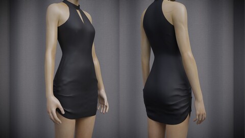 Drawstring Little Black Dress 3D Model