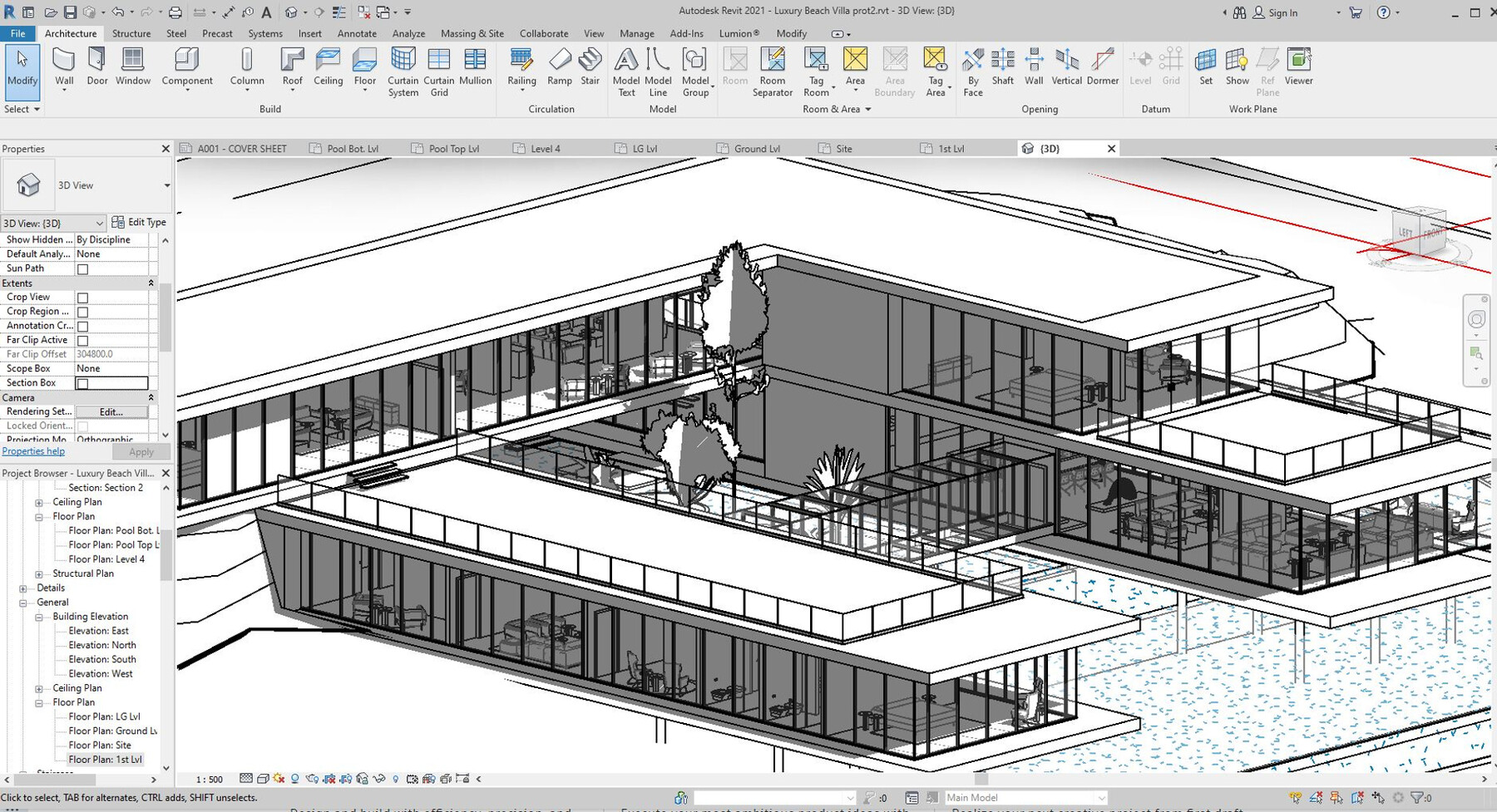 ArtStation - modern beach villa revit vray 3dmax | Resources