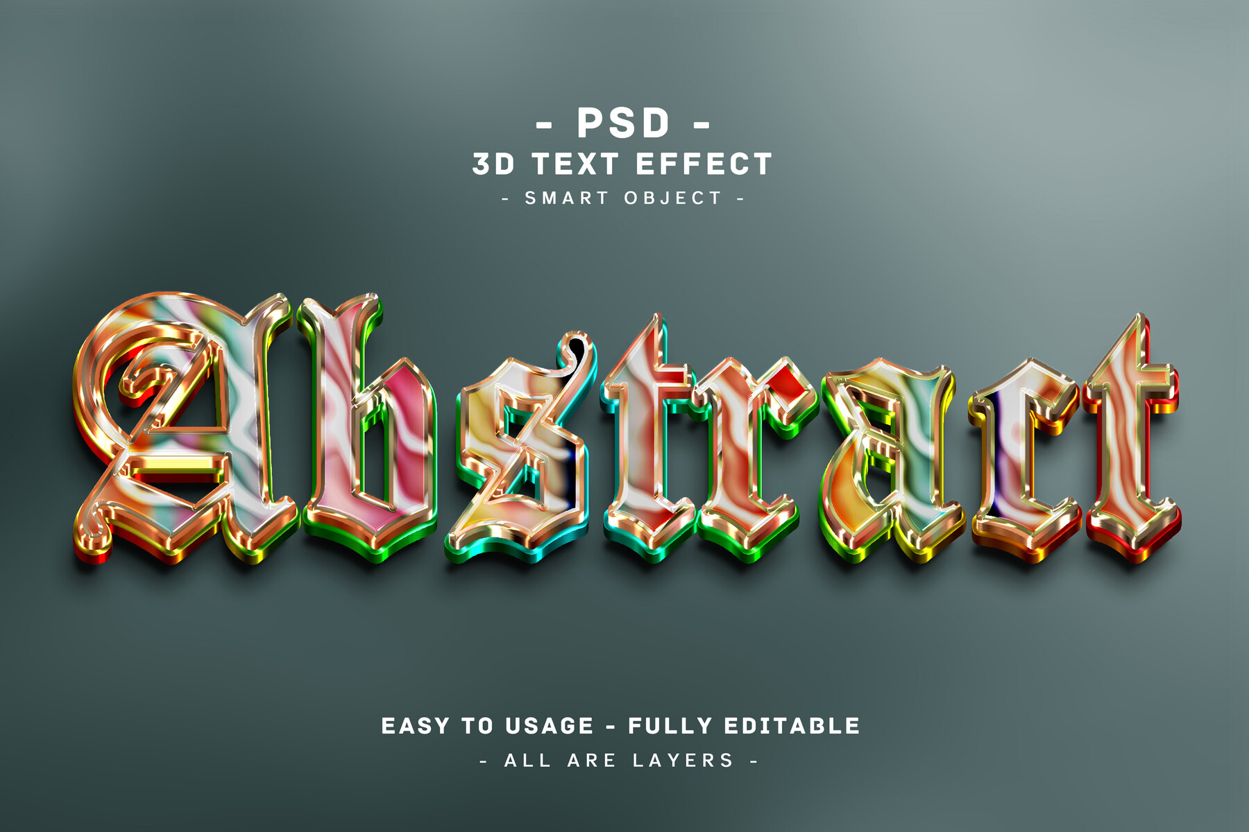 ArtStation - 10 pack 3d abstract colors text style effect for photoshop ...