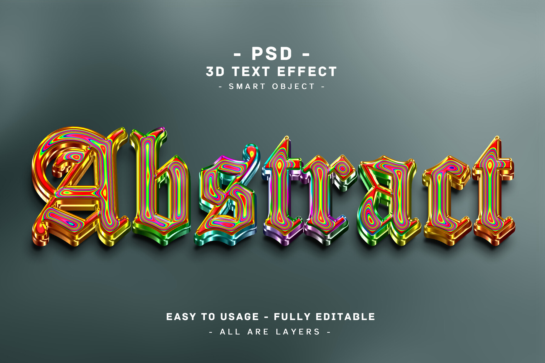 ArtStation - 10 pack 3d abstract colors text style effect for photoshop ...