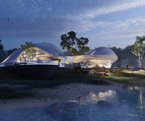 Artstation - Organic Form Beach Villa Architecture 3d Model Revit 