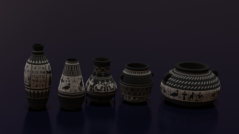 ANTIQUE VESSELS LOW POLY GAME READY