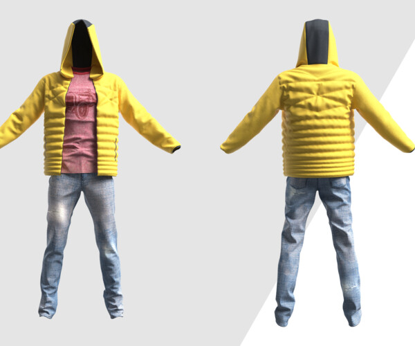 ArtStation - Male Jeans and Puffer | Marvelous Designer | CLO3D project ...