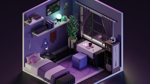 Isometric room: Witch's bedroom - Blender File