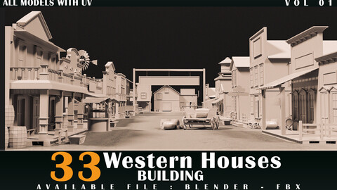33 western houses building- kitbash- vol 01