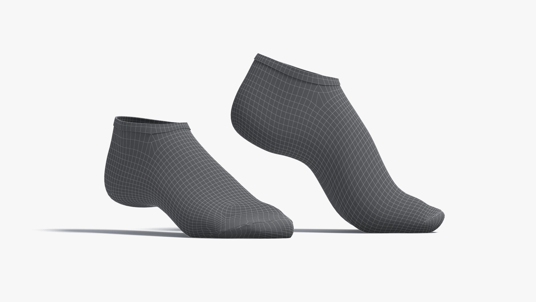 ArtStation White Lowcut Socks stand on tiptoe fabric sox pair