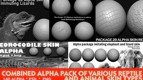 Combined alpha package of various reptile and animal skin types