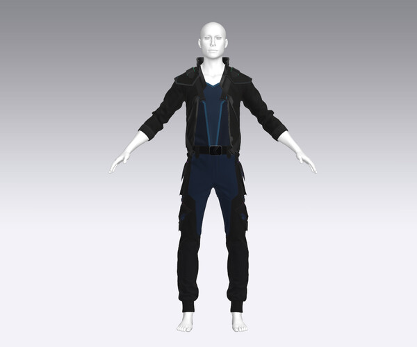 Sci-fi male outfit #1 / Cyberpunk / Future / Fantastic / Urban / Tactical /  Jacket / Shirt / Pants / Set / Marvelous Designer