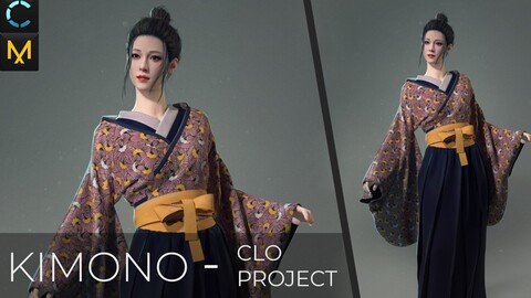 KIMONO - Clo3d, MD project + obj, fbx