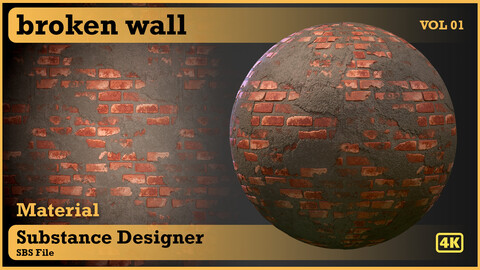 broken wall material - VOL 01 - substance designer