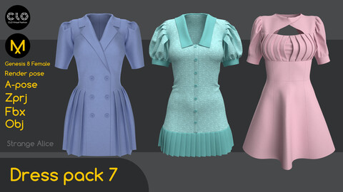 Dress pack 7. Clo3d, Marvelous Designer projects.