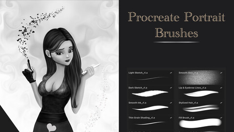 Procreate Portrait Brushes for Sketching, Drawing, Shading, Highlighting and Painting