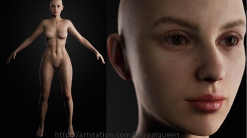 Realistic Base (Female) Rigged For Unreal Engine 4+5 (Caucasian)