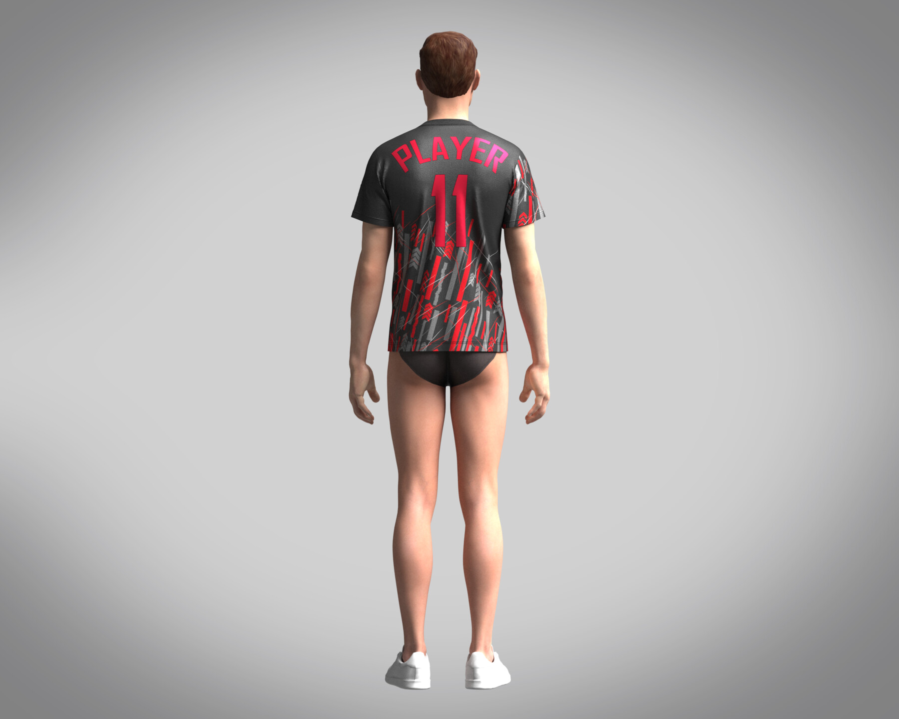 ArtStation - Soccer Football Black and Red Jersey Player-11