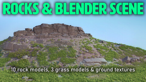 Rock Kitbash Set - PLUS Example Blender Scene