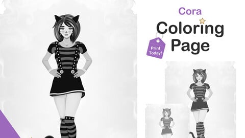 Printable Grayscale Coloring Pages for Adults | Halloween Kitty Cat Woman Coloring Pages