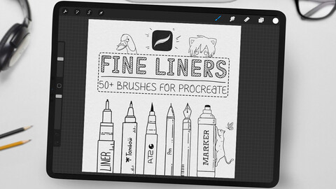 Fine Liner Brushes for Procreate (50 brushes)