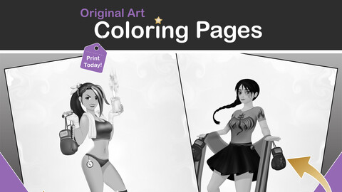 Printable Grayscale Coloring Pages for Adults | Original Female Boxer Coloring Pages