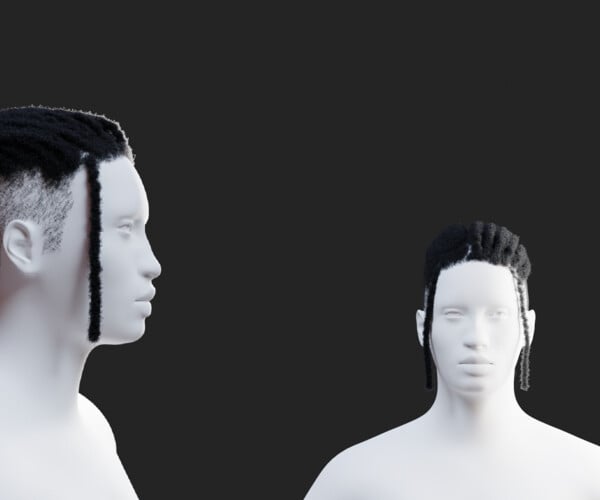 Artstation - Dreads Ponytail With Fade Hair 