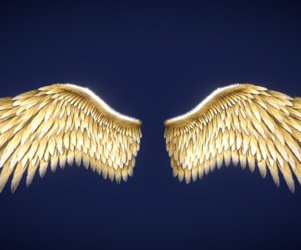 ArtStation Low Poly Animated Golden Wings Game Assets