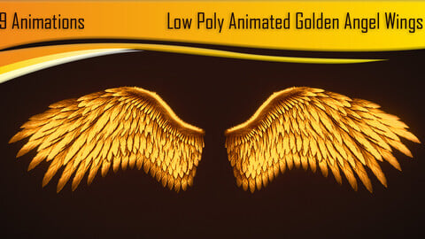 Low Poly Animated Golden Wings