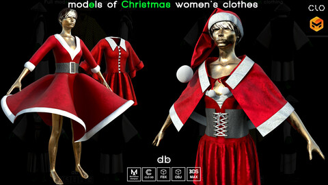 Christmas dress models. MD, CLO3D, PROJECTS+OBJ+FBX+3DS MAX