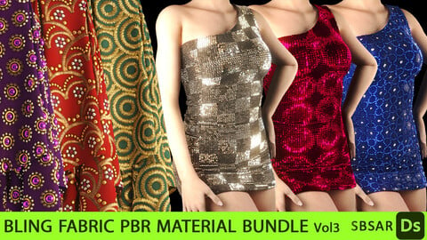 Bling fabric PBR material bundle vol.3 ( SBSAR + 4k textures)