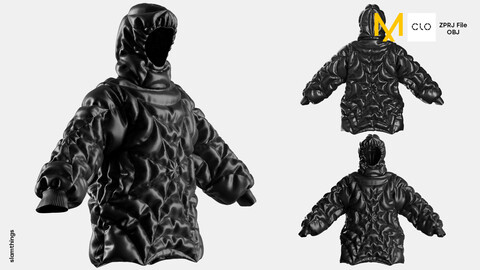 Streetwear Spider Puffer Jacket #012 - Clo 3D / Marvelous Designer + OBJ / DIGITAL FASHION / HYPEBEAST / FUTURE FASHION